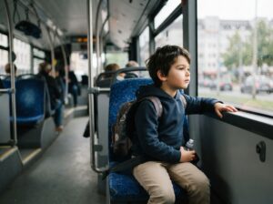 Kind alleine Bus fahren